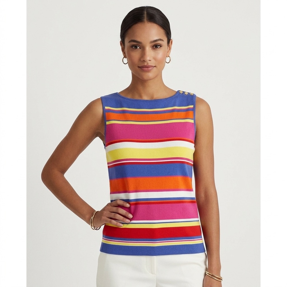 Ralph Lauren Striped Knit Tank in Blue, Pink, Orange and Yellow